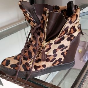 leopard print  sneakers real leather